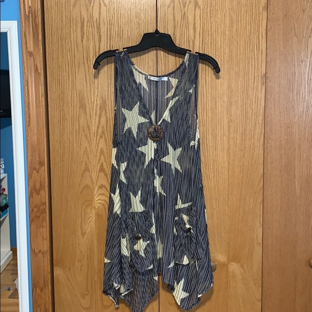 Blue Stars ⭐️ Pocket Tunic Cover-Up, Women SZ XS/S